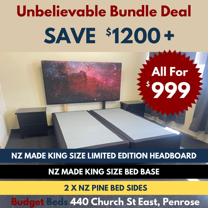 King Headboard , Bed Base , Bedside Package