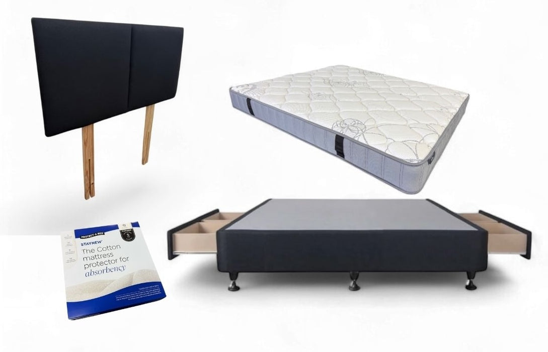 4 Piece Essential Combo Deal with Drawer Base - Queen