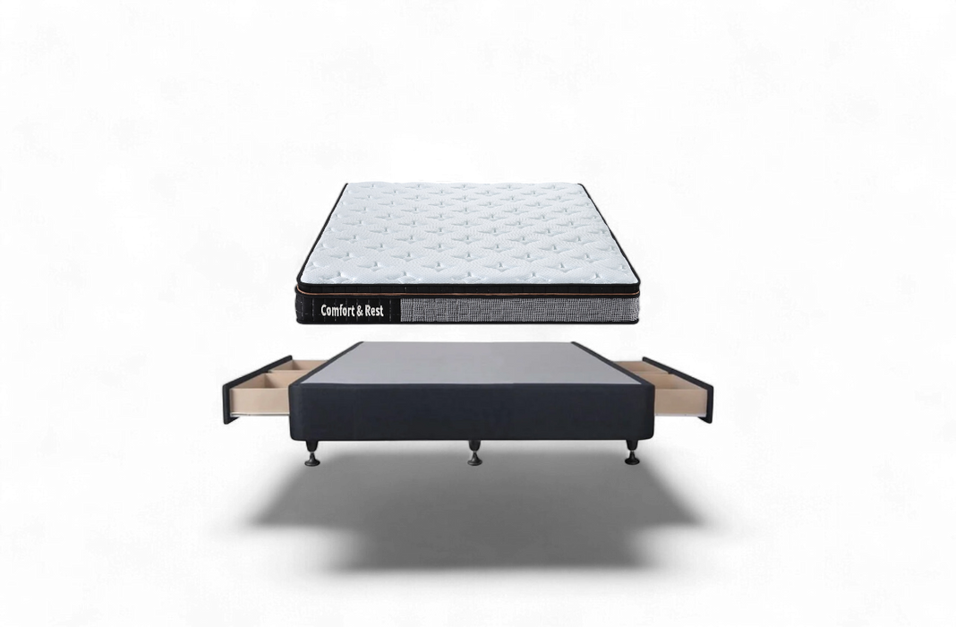 Standard Drawer Bed Base & Pocket Spring Mattress - Queen