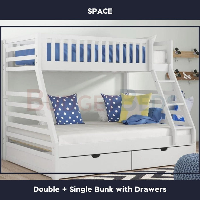 Space Solid Wood Bunk Bed Single Double