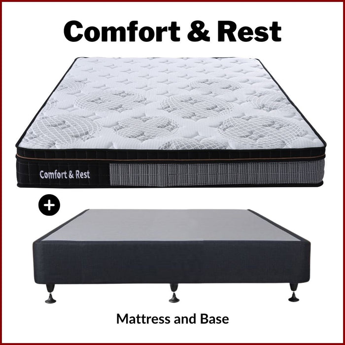 Comfort and Rest Pocket Springs Mattress with Bed Base - King Single