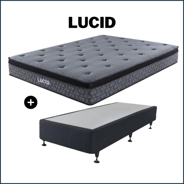 Lucid Euro Top Mattress and Bed Base King Single