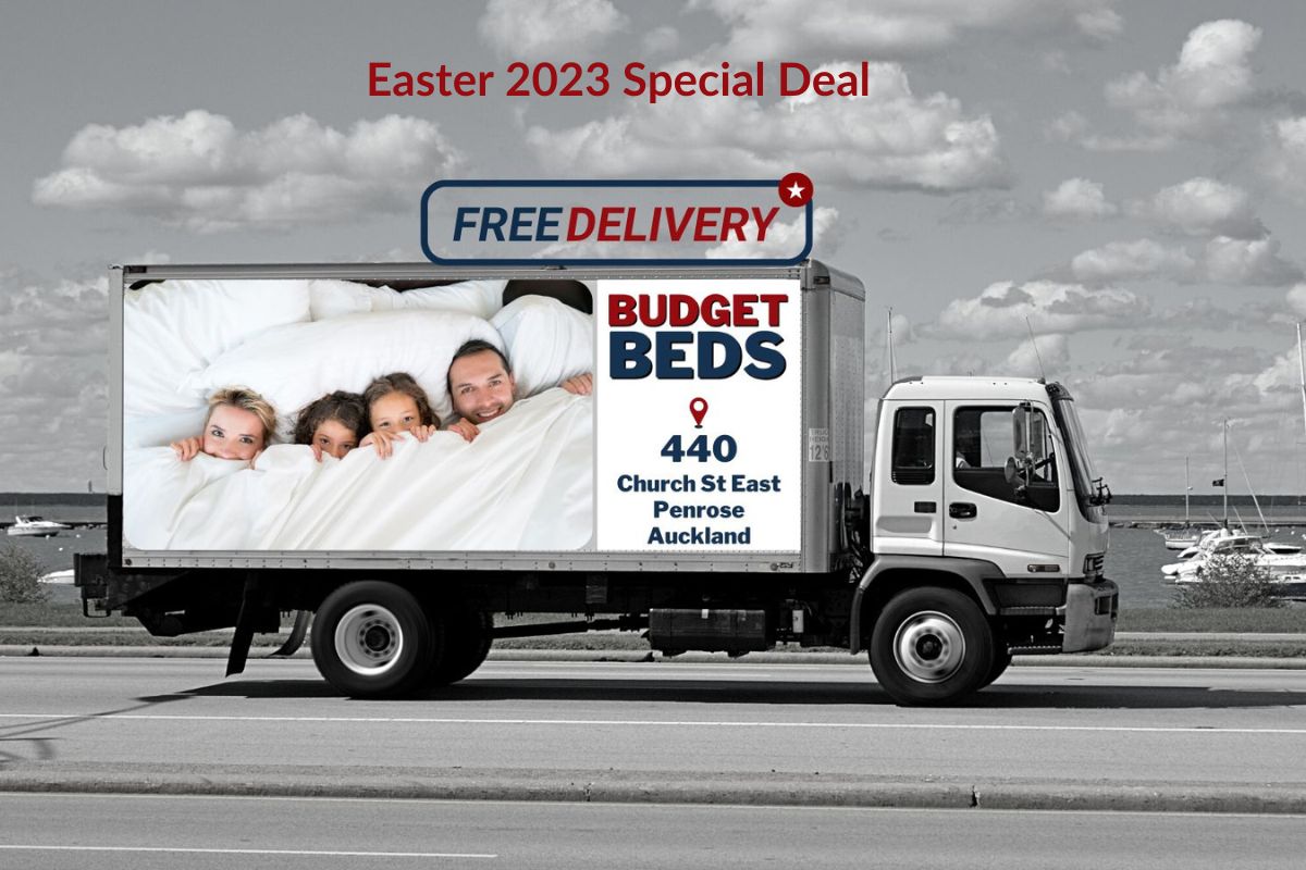 Free Delivery Easter Specials: Beds, Mattresses, Box Beds, NZ-Made Headboards, and More - Lowest Price Guaranteed Only at Budget Beds