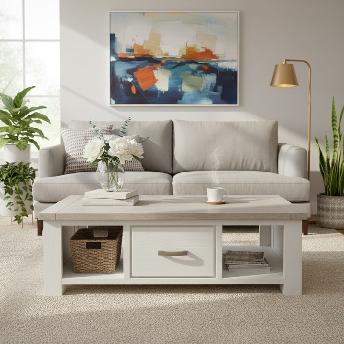 Wooden Coffee Table with Drawers- Ashland