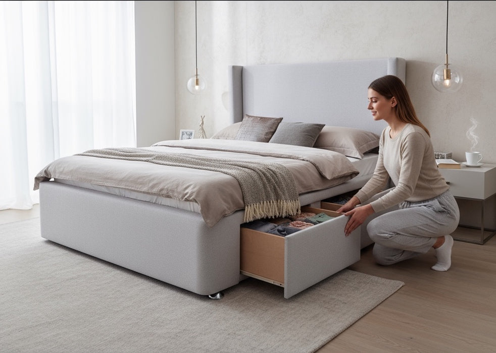 2 Piece Queen Combo Deal - Standard Drawer Bed Base with Headboard