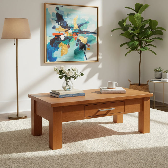 Wooden Coffee Table with Drawer