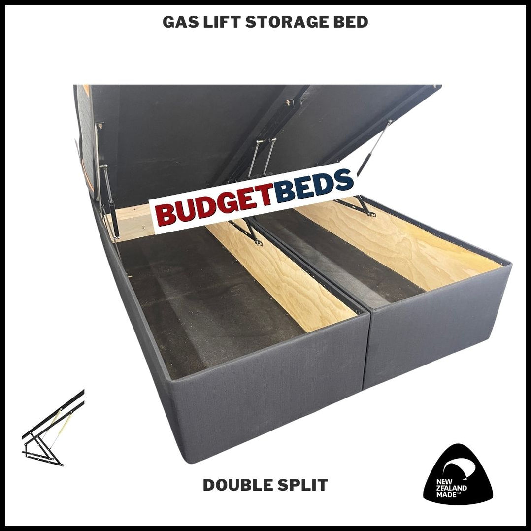 Gas Lift NZ Made Storage Bed Split Double Sale at Budget Beds