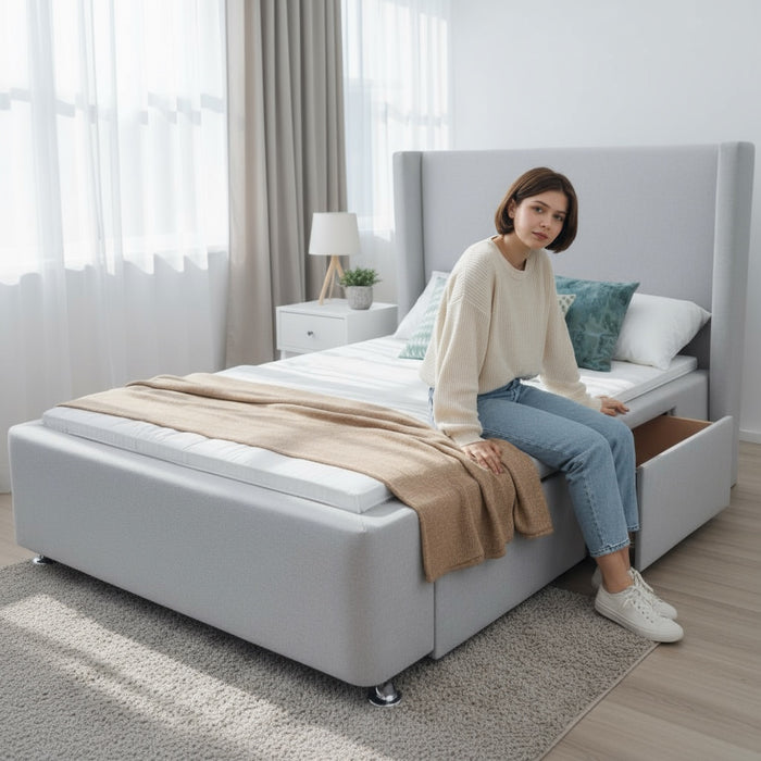 2 Piece Queen Combo Deal - Standard Drawer Bed Base with Headboard