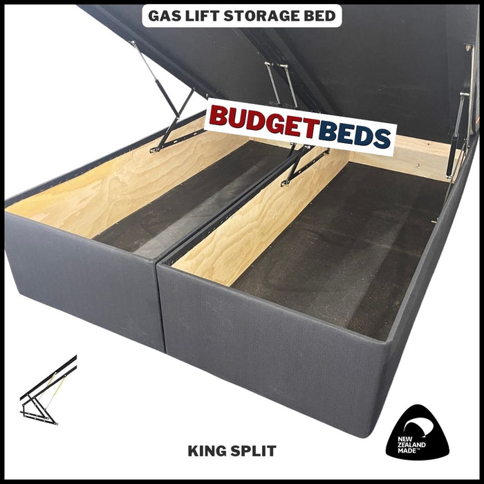 King size bed with gas lift storage and nz made