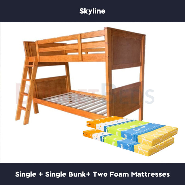 Skyline Solid Wood Bunk Bed Single