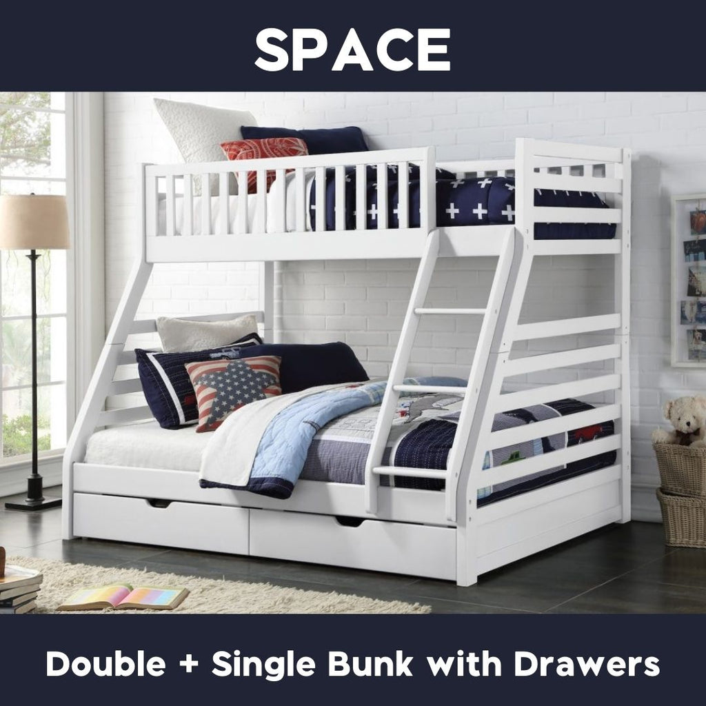 Space Solid Wood Bunk Bed Single Double On Sale At Budget Beds