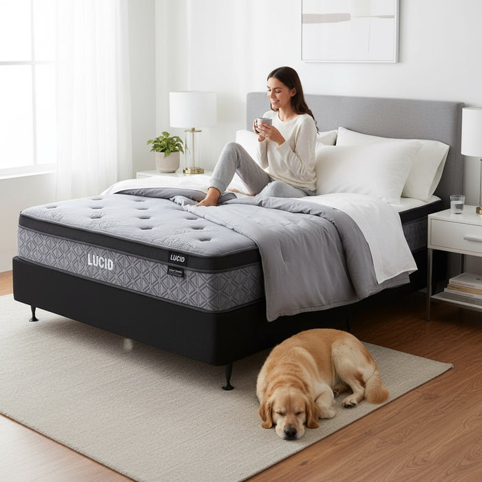Lucid Euro Top Mattress and Bed Base - King