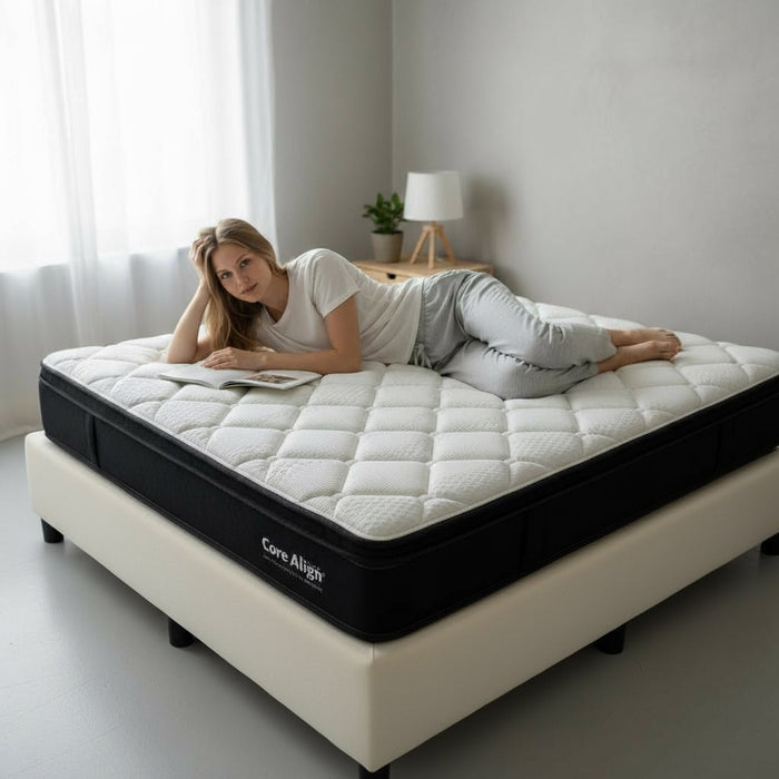 CoreAlign (NZ Made Premium Quality) - 5 Zone Pillow Top Pocket Spring Mattress & Base