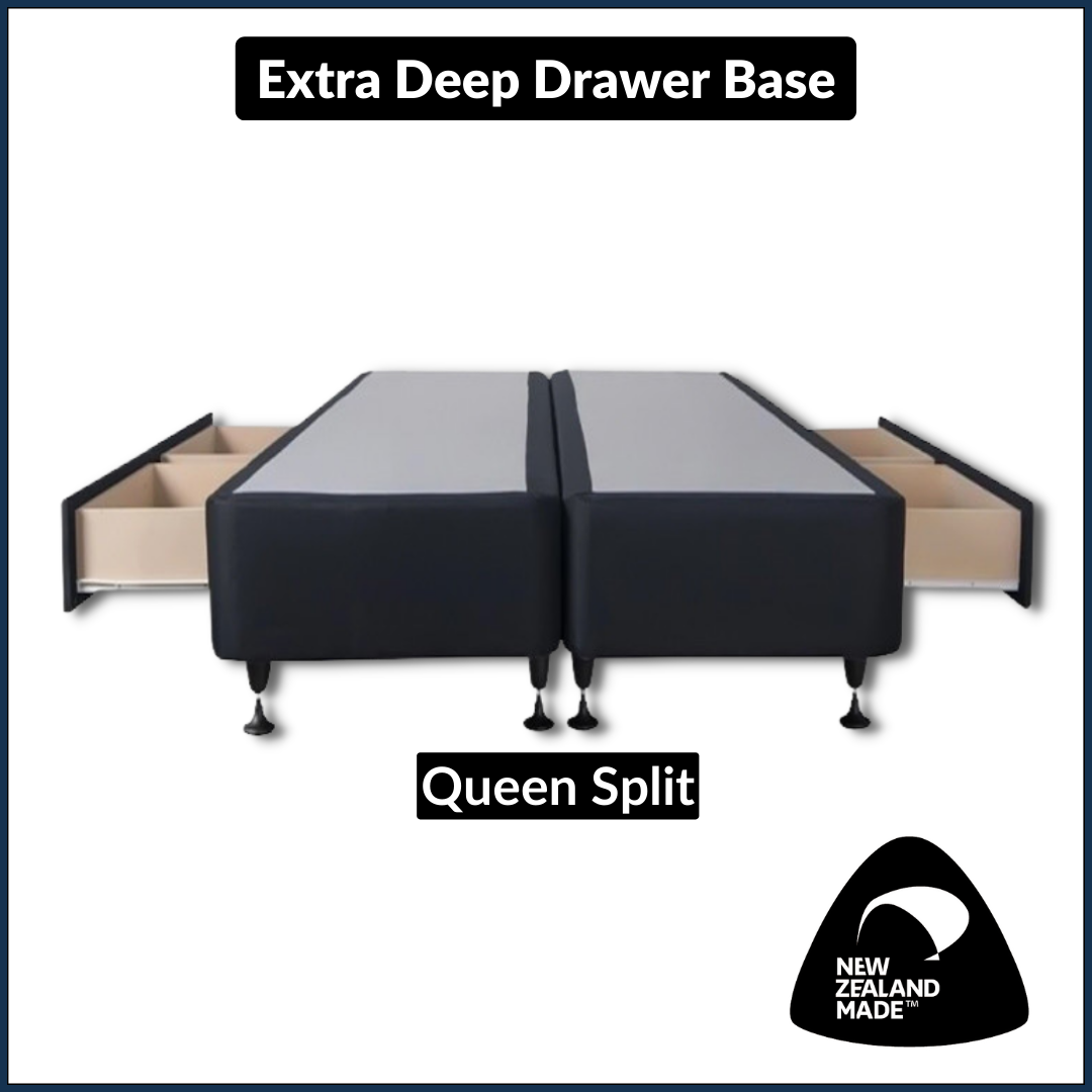 Deep Drawer Bed Base Size Queen Split (NZ Made) freeshipping Budget Beds
