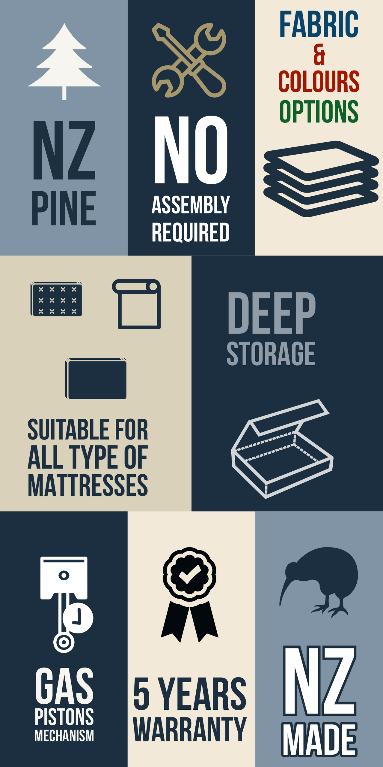 Storage Bed Base - Premium Quality NZ Made-California King freeshipping ...